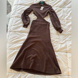 Chocolate brown cutout sweater dress